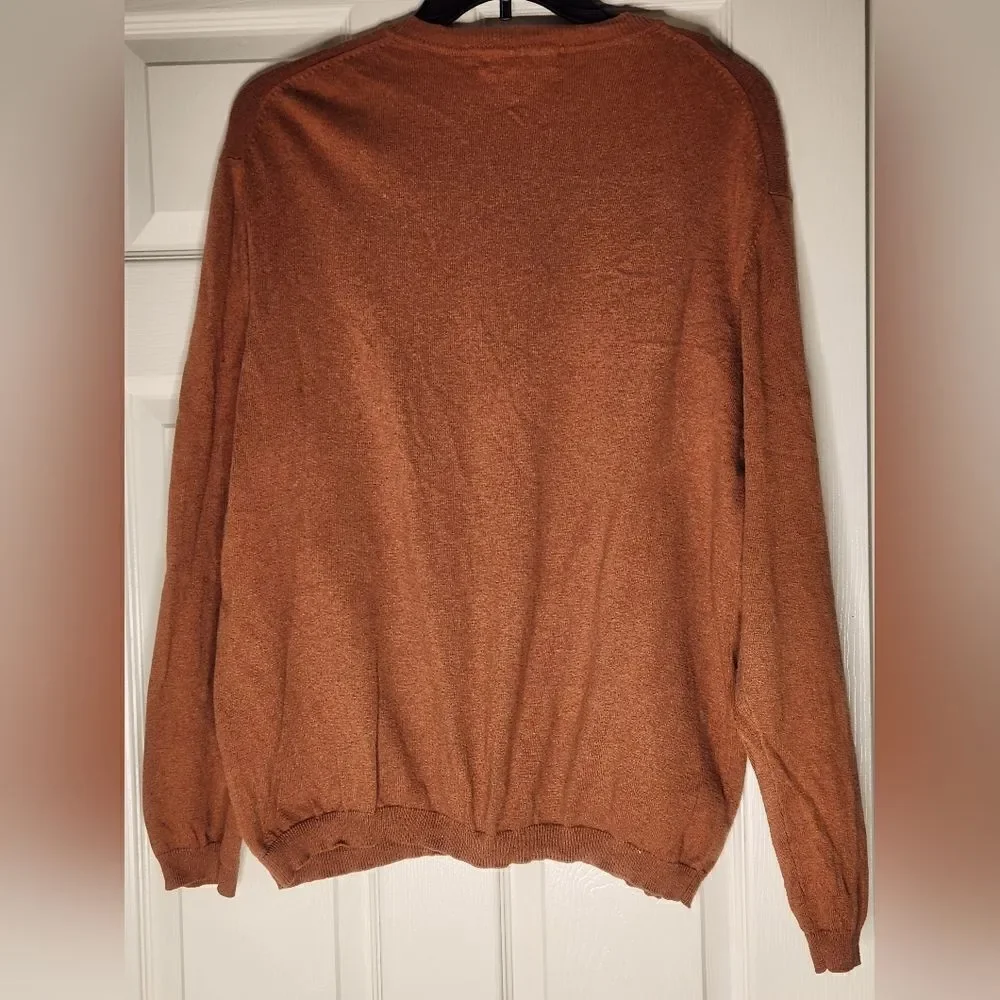 Pronto Uomo L Squash Orange Lngslvs V-neck Knit Cashmere Blend Women’s Sweater